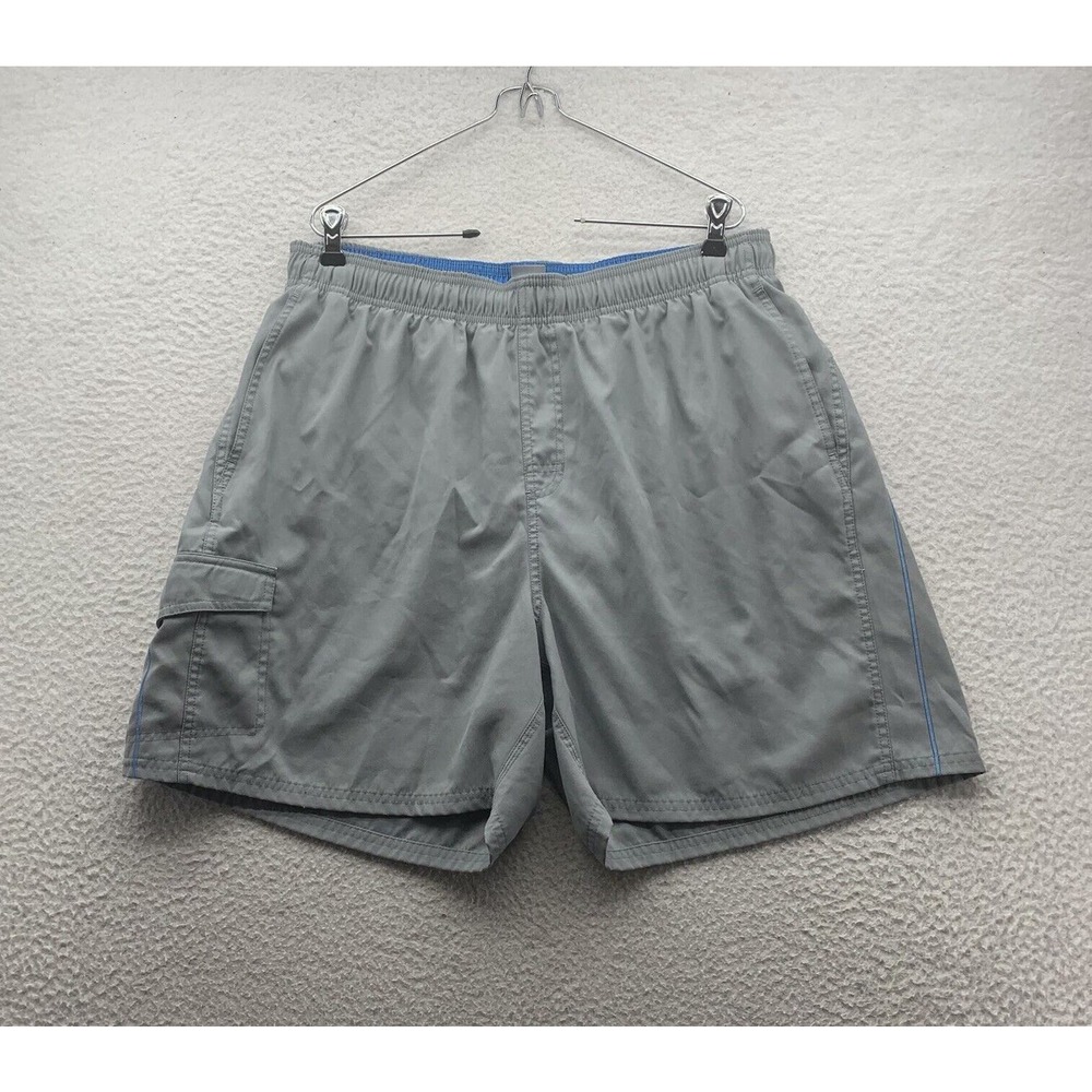 Nike Swim Trunks Mens XL Gray Blue Sports Athletic Cargo Pocket Bathing Suit 6"